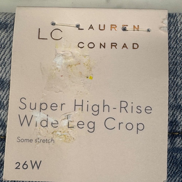 LC Lauren Conrad Womens Super High Rise Wide Leg Crop Denim Jeans Plus 26W NEW - Picture 10 of 15